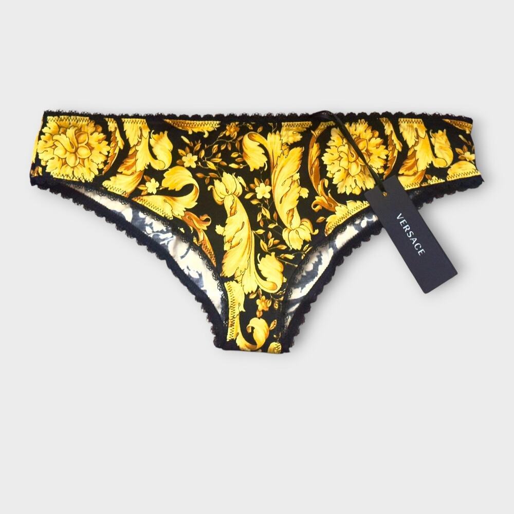 BAROCCO WOMANS BRIEF BLACK AND GOLD AUTHENTIC SIZE 2 / M